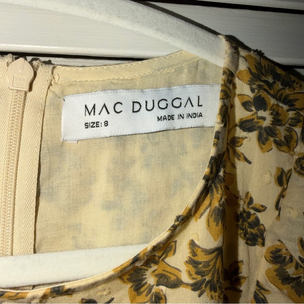 Mac Duggal Cream and Brown Floral Maxi Dress. Sz 8. NWT - Picture 7 of 12
